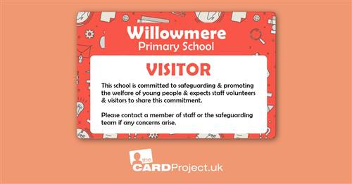 Primary School Red Classroom Supplies Visitor Card